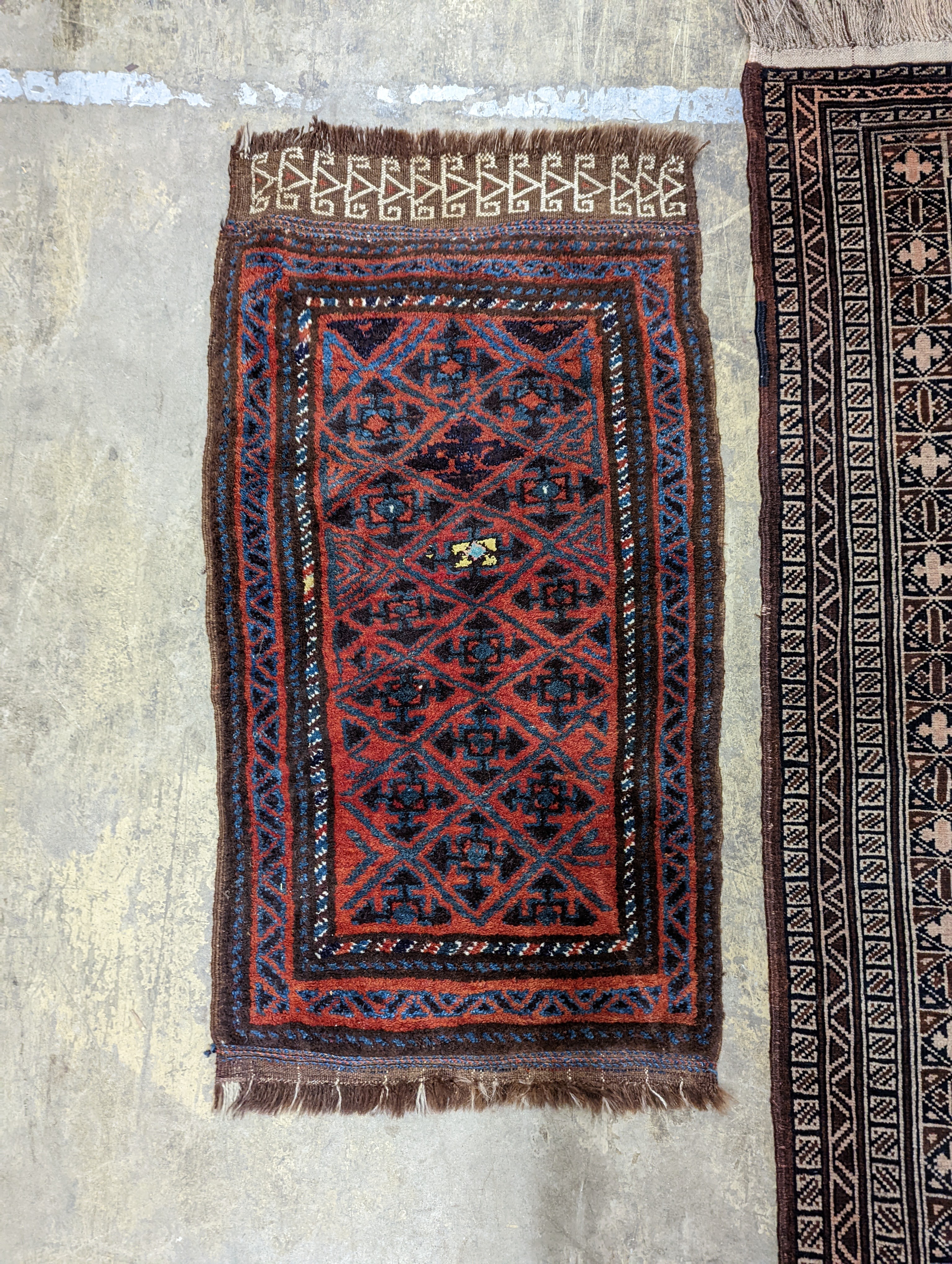 A Belouch rug and an Afghan mat, larger 140 x 85cm